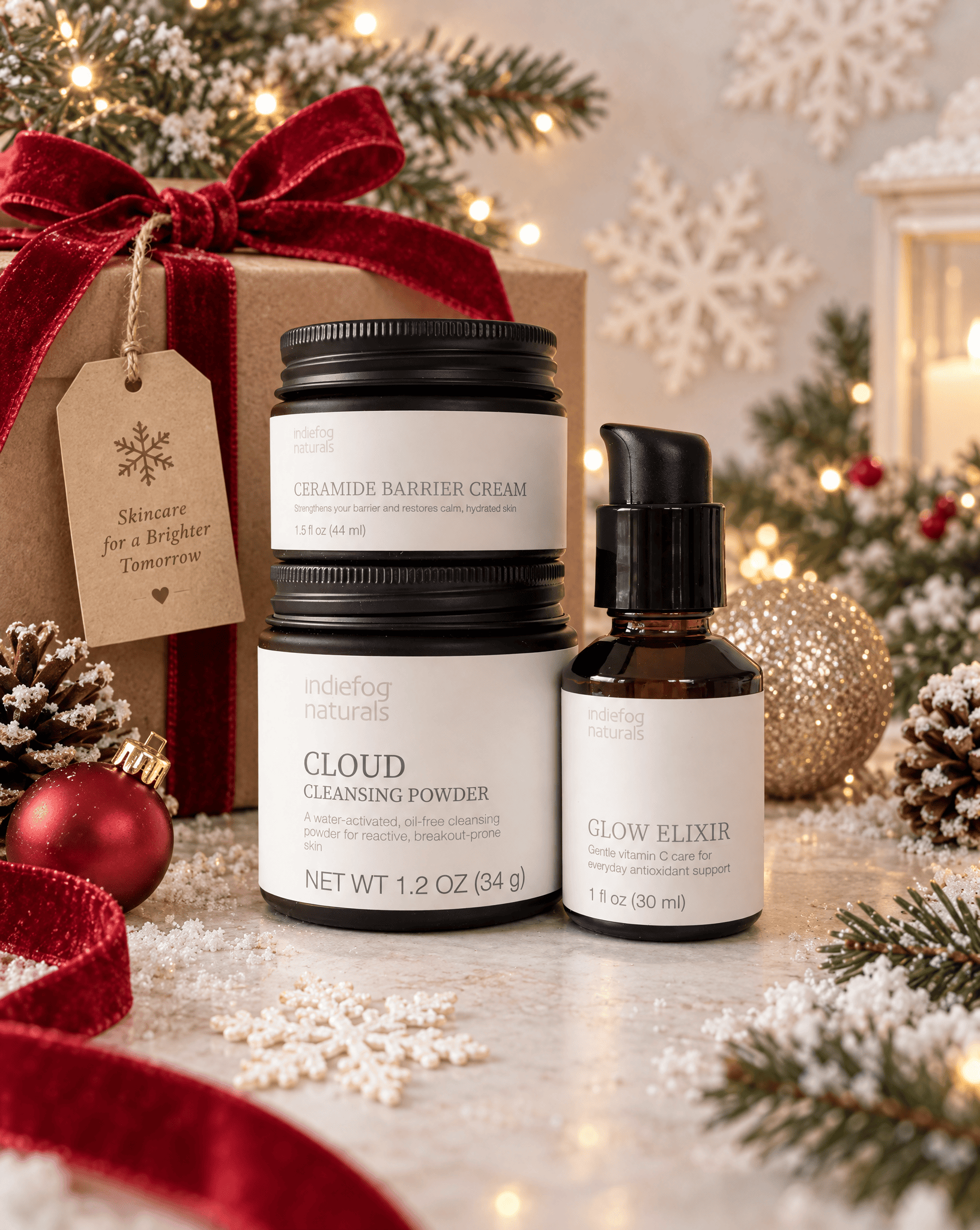 Kikki's Morning Bundle: Cloud Cleansing Powder, Glow Elixir and Ceramide Barrier Cream
